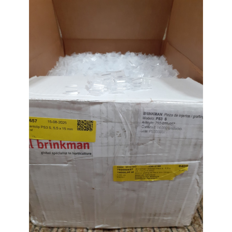 Кліпси Royal Brinkman PS3S, 5.5 х 15 мм 14 тис. шт для щеплення методом зближення кавуни, дині, огірки, прозорі