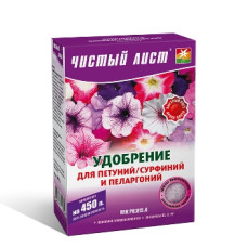  Удобрение «Чистый лист» для петуний/сурфиний и пеларгоний 300 г,  Kvitofor