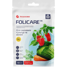 УДОБРЕНИЕ FOLICARE ДЛЯ ОВОЩНЫХ КУЛЬТУР И ЗЕЛЕНИ 180 Г, Yara